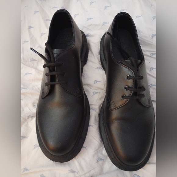 Dr Martens 14345 Sort Sko Black Leather Oxford Lace Loafer Shoes Grunge NWOT - Picture 4 of 7